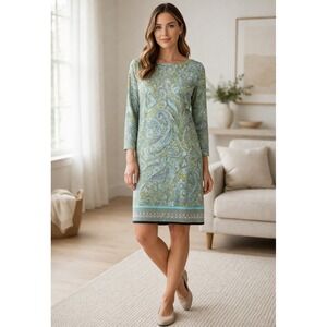 Michael Kors Paisley Shift Dress Stretch Long Sleeve Multicolor 1X Spring